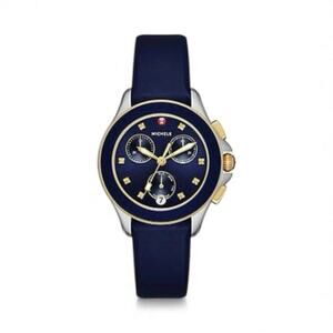 Michele Cape Chronograph Women’s Watch |Navy Blue Dial Rubber Strap | Swiss Made